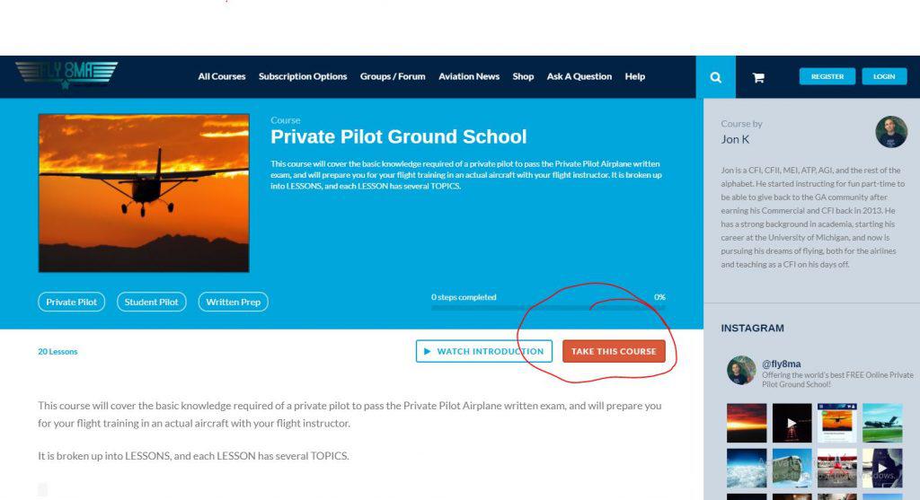 Take this course free onilne private pilot ground school