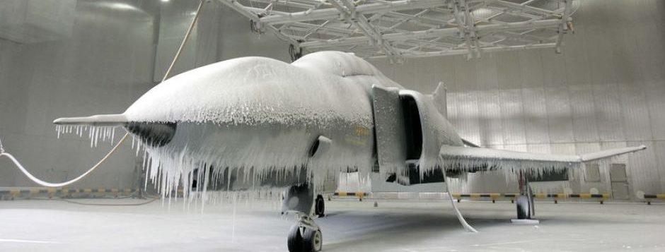 airplane covered in ice