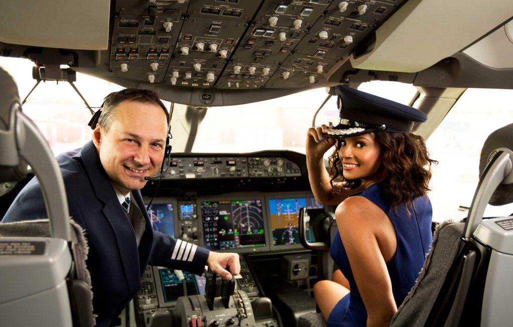 airline pilot and flight attendant